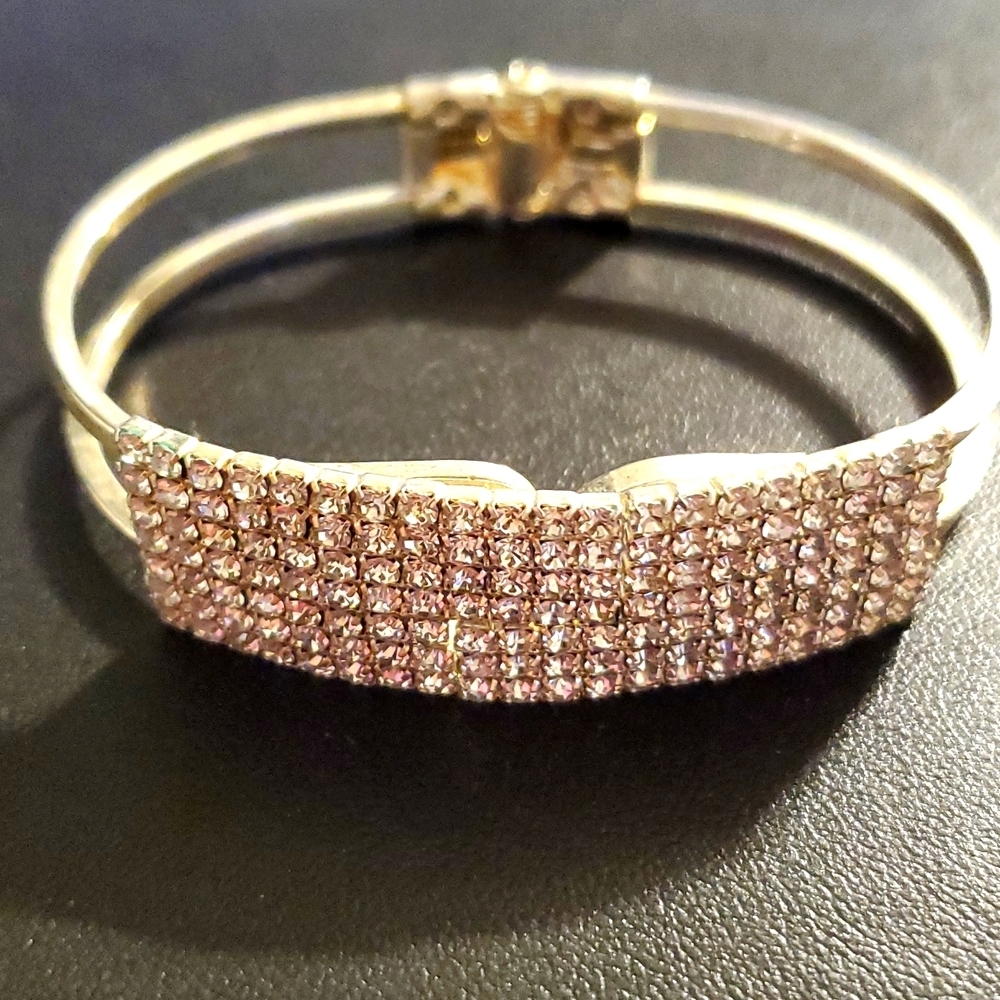 Rhinestone Front Open Bangle Bracelet  Rhinestones Cuff Bracelet